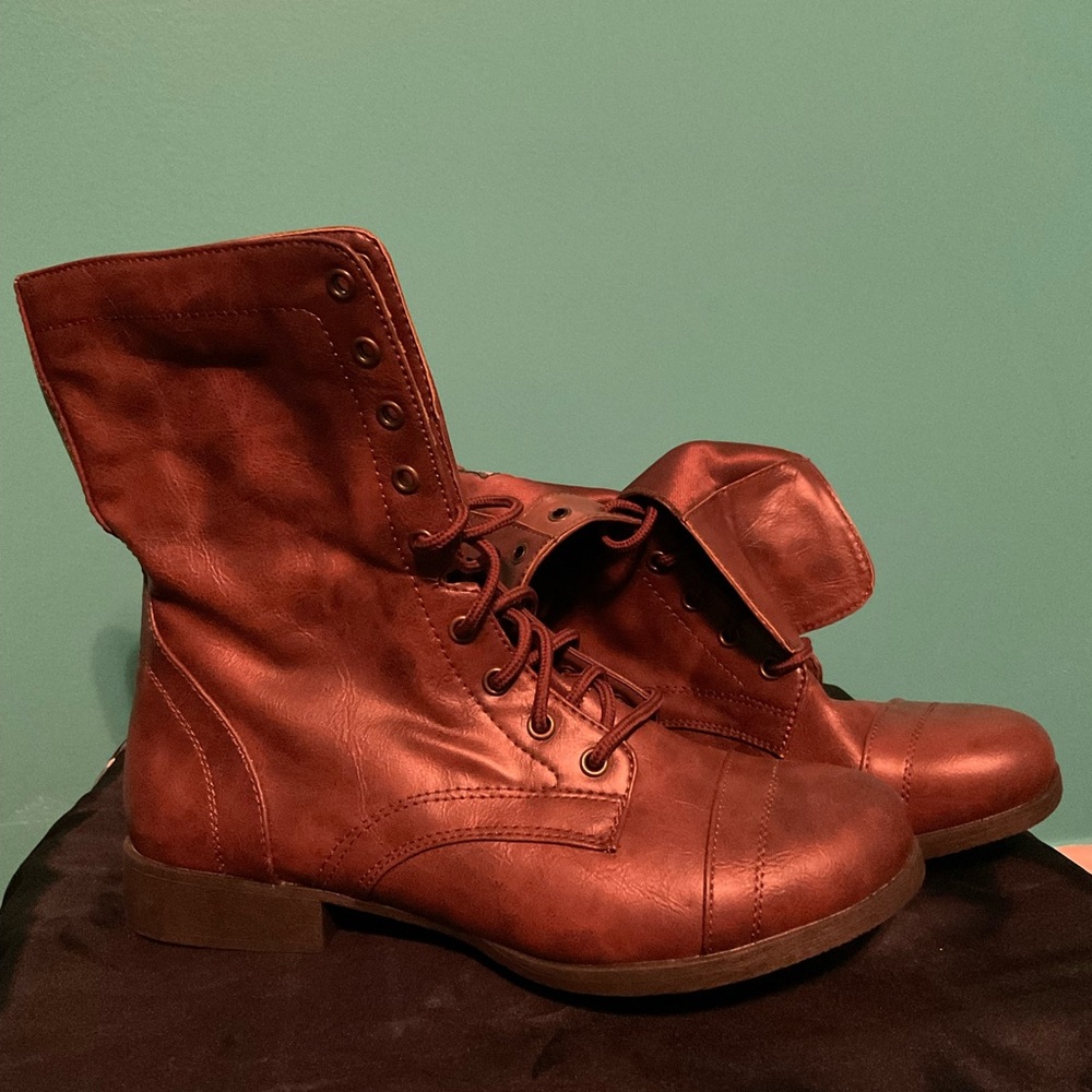 Brown Ankle boot/bootie lace-up/fold down Women’sSize-11